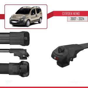 Citroen Nemo 2007 ve Sonrası ile uyumlu ACE-1 Ara Atkı Tavan Barı SİYAH 4 ADET BAR thumb 5