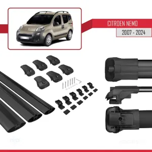 Citroen Nemo 2007 ve Sonrası ile uyumlu ACE-1 Ara Atkı Tavan Barı SİYAH 3 ADET BAR thumb 5