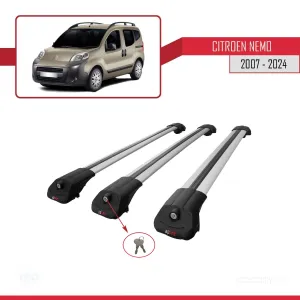 Citroen Nemo 2007 ve Sonrası ile uyumlu ACE-1 Ara Atkı Tavan Barı GRİ 3 ADET BAR thumb 4