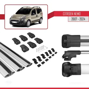 Citroen Nemo 2007 ve Sonrası ile uyumlu ACE-1 Ara Atkı Tavan Barı GRİ 3 ADET BAR thumb 5
