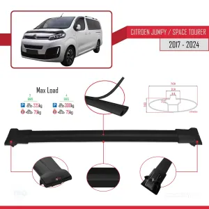 Citroen Jumpy - Space Tourer 2017 ve Sonrası ile uyumlu FLY Model Ara Atkı Tavan Barı SİYAH 4 ADET BAR thumb 4