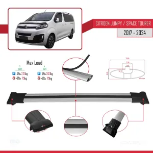 Citroen Jumpy - Space Tourer 2017 ve Sonrası ile uyumlu FLY Model Ara Atkı Tavan Barı GRİ 4 ADET BAR thumb 4