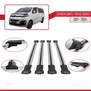 Citroen Jumpy - Space Tourer 2017 ve Sonrası ile uyumlu FLY Model Ara Atkı Tavan Barı GRİ 4 ADET BAR thumb 5