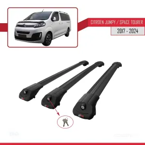 Citroen Jumpy - Space Tourer 2017 ve Sonrası ile uyumlu ACE-1 Ara Atkı Tavan Barı SİYAH 3 ADET BAR thumb 4
