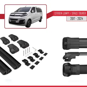 Citroen Jumpy - Space Tourer 2017 ve Sonrası ile uyumlu ACE-1 Ara Atkı Tavan Barı SİYAH thumb 5
