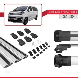 Citroen Jumpy - Space Tourer 2017 ve Sonrası ile uyumlu ACE-1 Ara Atkı Tavan Barı GRİ 3 ADET BAR thumb 5