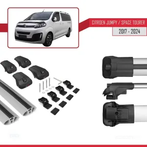 Citroen Jumpy - Space Tourer 2017 ve Sonrası ile uyumlu ACE-1 Ara Atkı Tavan Barı GRİ thumb 5