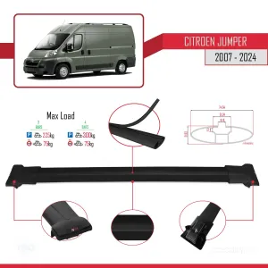 Citroen Jumper 2007 ve Sonrası ile uyumlu FLY Model Ara Atkı Tavan Barı SİYAH 4 ADET BAR thumb 4