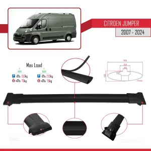 Citroen Jumper 2007 ve Sonrası ile Uyumlu FLY Model Ara Atkı Tavan Barı SİYAH thumb 5