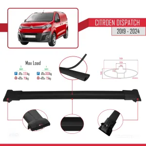 Citroen Dispatch 2019 ve Sonrası ile uyumlu FLY Model Ara Atkı Tavan Barı SİYAH 4 ADET thumb 4