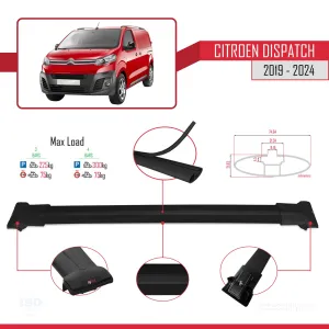 Citroen Dispatch 2019 ve Sonrası ile uyumlu FLY Model Ara Atkı Tavan Barı SİYAH  3 ADET thumb 4