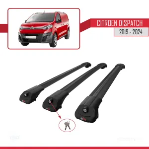 Citroen Dispatch 2019 ve Sonrası ile uyumlu ACE-1 Ara Atkı Tavan Barı SİYAH 3 ADET BAR thumb 4