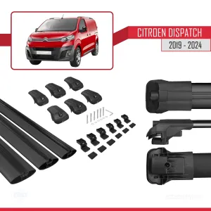 Citroen Dispatch 2019 ve Sonrası ile uyumlu ACE-1 Ara Atkı Tavan Barı SİYAH 3 ADET BAR thumb 5