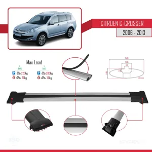 Citroen C-Crosser 2006-2013 Arası ile uyumlu FLY Model Ara Atkı Tavan Barı GRİ 3 ADET BAR thumb 4