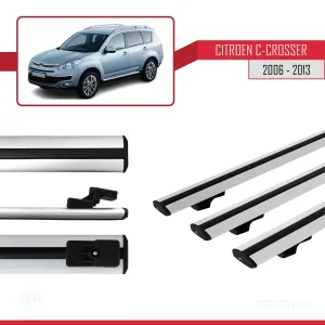 Citroen C-Crosser 2006-2013 Arası ile uyumlu Basic Model Ara Atkı Tavan Barı GRİ 3 ADET thumb 3