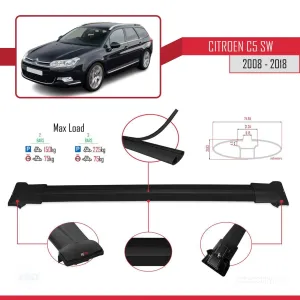 Citroen C5 SW 2008-2018 Arası ile Uyumlu FLY Model Ara Atkı Tavan Barı SİYAH thumb 4