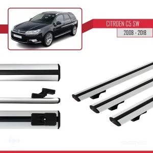 Citroen C5 SW 2008-2018 Arası ile uyumlu Basic Model Ara Atkı Tavan Barı GRİ 3 ADET thumb 3