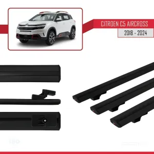 Citroen C5 Aircross 2018 ve Sonrası ile uyumlu Basic Model Ara Atkı Tavan Barı SİYAH 3 ADET thumb 5