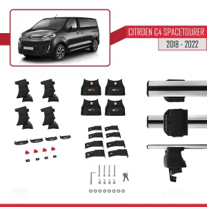 Citroen C4 Spacetourer (MK2) 2018-2022 Arası ile uyumlu ACE-4 Ara Atkı Tavan Barı GRİ thumb 4