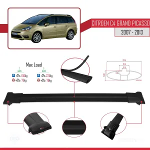 Citroen C4 Grand Picasso 2007-2013 Arası ile uyumlu FLY Model Ara Atkı Tavan Barı SİYAH thumb 4