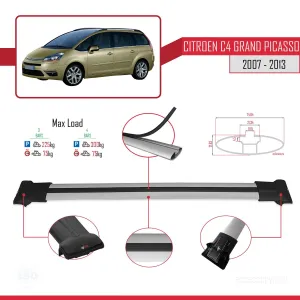 Citroen C4 Grand Picasso 2007-2013 Arası ile Uyumlu FLY Model Ara Atkı Tavan Barı GRİ 3 ADET BAR thumb 4