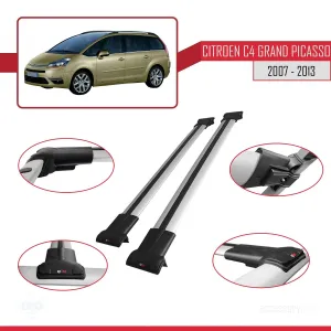Citroen C4 Grand Picasso 2007-2013 Arası ile uyumlu FLY Model Ara Atkı Tavan Barı GRİ thumb 5