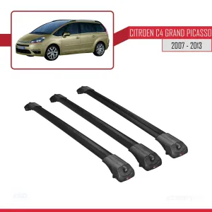 Citroen C4 Grand Picasso 2007-2013 Arası ile uyumlu ACE-1 Ara Atkı Tavan Barı SİYAH 3 ADET BAR thumb 3