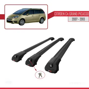 Citroen C4 Grand Picasso 2007-2013 Arası ile uyumlu ACE-1 Ara Atkı Tavan Barı SİYAH 3 ADET BAR thumb 4