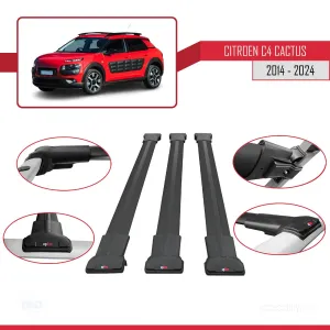 Citroen C4 Cactus 2014 ve Sonrası ile Uyumlu FLY Model Ara Atkı Tavan Barı SİYAH 3 ADET BAR thumb 5