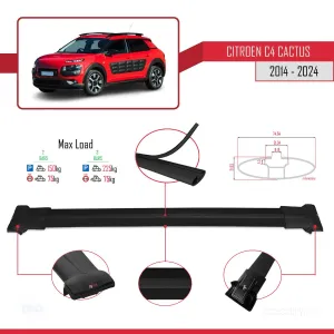 Citroen C4 Cactus 2014 ve Sonrası ile Uyumlu FLY Model Ara Atkı Tavan Barı SİYAH thumb 5