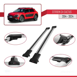 Citroen C4 Cactus 2014 ve Sonrası ile Uyumlu FLY Model Ara Atkı Tavan Barı GRİ thumb 4
