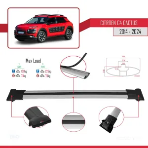 Citroen C4 Cactus 2014 ve Sonrası ile Uyumlu FLY Model Ara Atkı Tavan Barı GRİ thumb 5