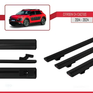 Citroen C4 Cactus 2014 ve Sonrası ile uyumlu Basic Model Ara Atkı Tavan Barı SİYAH 3 ADET thumb 5
