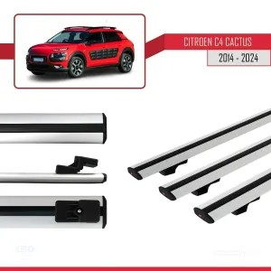 Citroen C4 Cactus 2014 ve Sonrası ile uyumlu Basic Model Ara Atkı Tavan Barı GRİ 3 ADET thumb 5