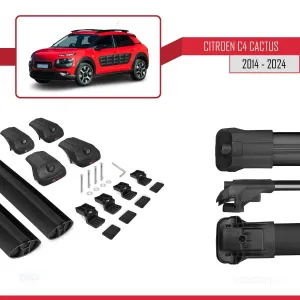 Citroen C4 Cactus 2014 ve Sonrası ile uyumlu ACE-1 Ara Atkı Tavan Barı SİYAH thumb 5