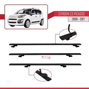 Citroen C3 Picasso 2007-2017 Arası ile uyumlu Basic Model Ara Atkı Tavan Barı SİYAH 3 ADET thumb 5