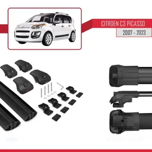 Citroen C3 Picasso 2007-2017 Arası ile uyumlu ACE-1 Ara Atkı Tavan Barı SİYAH thumb 5