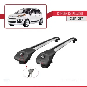 Citroen C3 Picasso 2007-2017 Arası ile uyumlu ACE-1 Ara Atkı Tavan Barı GRİ thumb 4