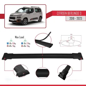 Citroen Berlingo 3 2019-2023 ile Uyumlu FLY Model Ara Atkı Tavan Barı SİYAH thumb 4