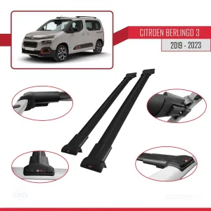 Citroen Berlingo 3 2019-2023 Arası ile Uyumlu FLY Model Ara Atkı Tavan Barı SİYAH thumb 5