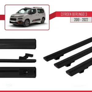 Citroen Berlingo 2019-2022 Arası ile uyumlu Basic Model Ara Atkı Tavan Barı SİYAH 3 ADET thumb 3