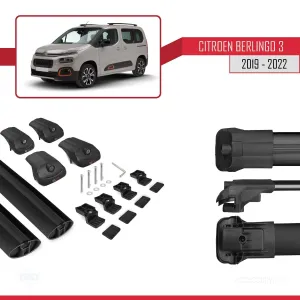 Citroen Berlingo 2019-2022 Arası ile uyumlu ACE-1 Ara Atkı Tavan Barı SİYAH thumb 5