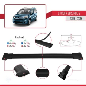 Citroen Berlingo 2008-2018 Arası ile uyumlu FLY Model Ara Atkı Tavan Barı SİYAH thumb 4