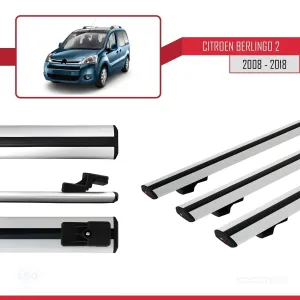 Citroen Berlingo 2008-2018 Arası ile uyumlu Basic Model Ara Atkı Tavan Barı GRİ 3 ADET thumb 3
