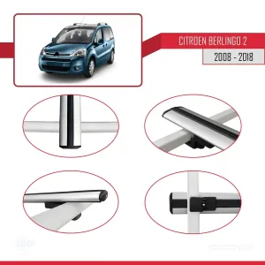 Citroen Berlingo 2008-2018 Arası ile uyumlu Basic Model Ara Atkı Tavan Barı GRİ 3 ADET thumb 4