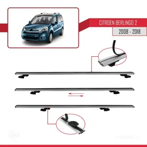 Citroen Berlingo 2008-2018 Arası ile uyumlu Basic Model Ara Atkı Tavan Barı GRİ 3 ADET thumb 5