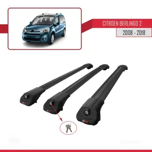 Citroen Berlingo 2008-2018 Arası ile uyumlu ACE-1 Ara Atkı Tavan Barı SİYAH 3 ADET BAR thumb 5