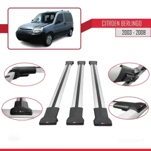 Citroen Berlingo 2003-2008 Arası ile uyumlu FLY Model Ara Atkı Tavan Barı GRİ 3 ADET BAR thumb 5