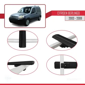 Citroen Berlingo 2003-2008 Arası ile uyumlu Basic Model Ara Atkı Tavan Barı SİYAH 3 ADET thumb 4