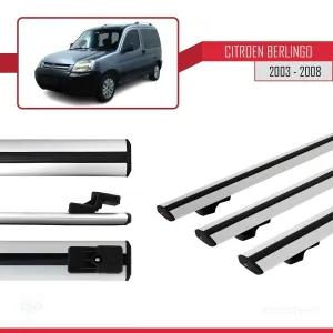Citroen Berlingo 2003-2008 Arası ile uyumlu Basic Model Ara Atkı Tavan Barı GRİ 3 ADET thumb 3